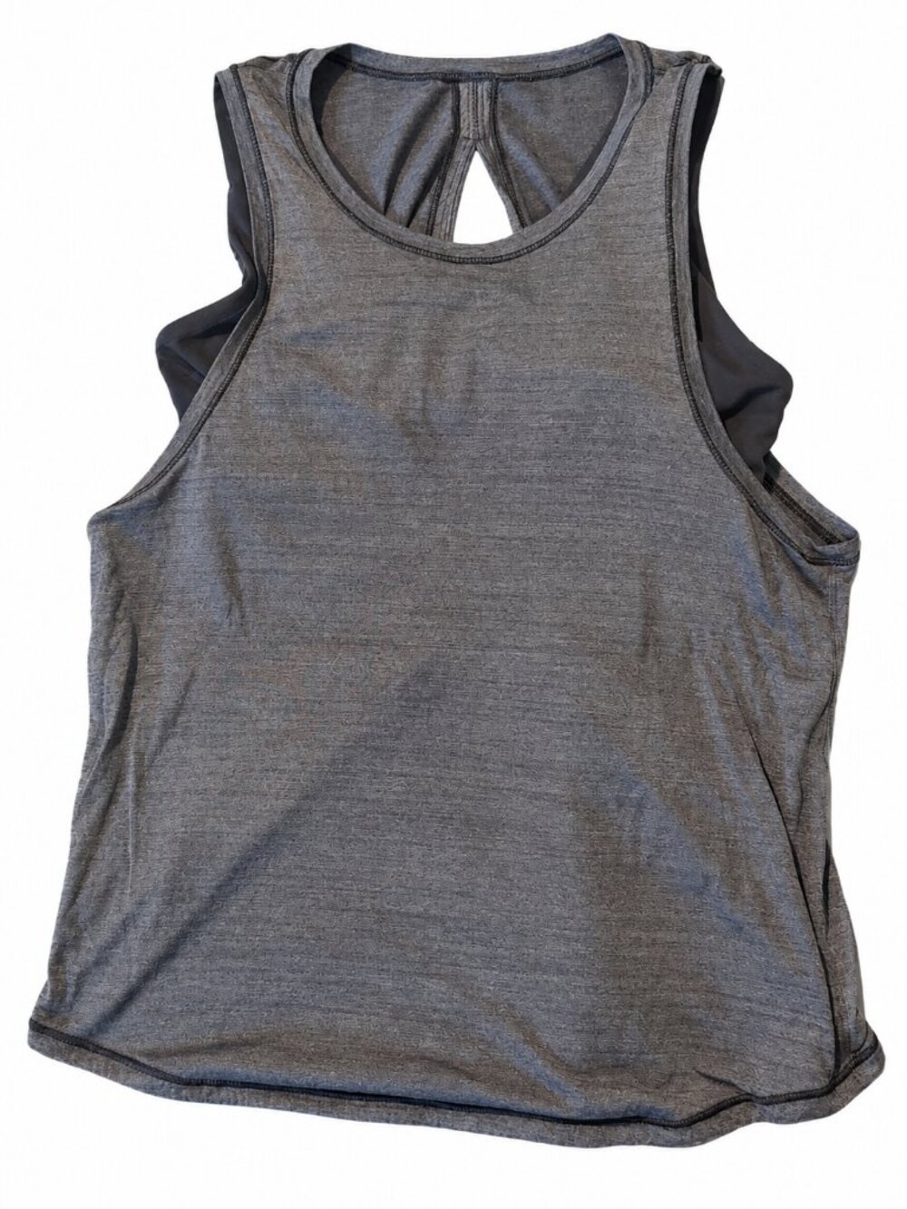 lululemon Wild Tank Heathered Gray Black Attached Bra Open Back Size 4